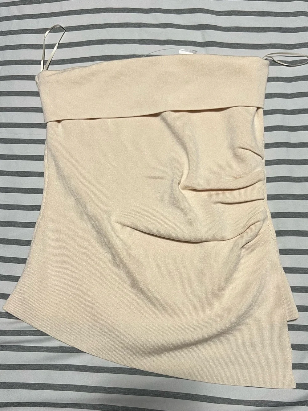 Strapless Ruched Side Top - Cream - Picture 3 of 5